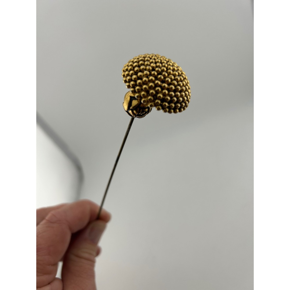 Vintage Gold Tone Hat Pin Decorative Ball Design Jewelry